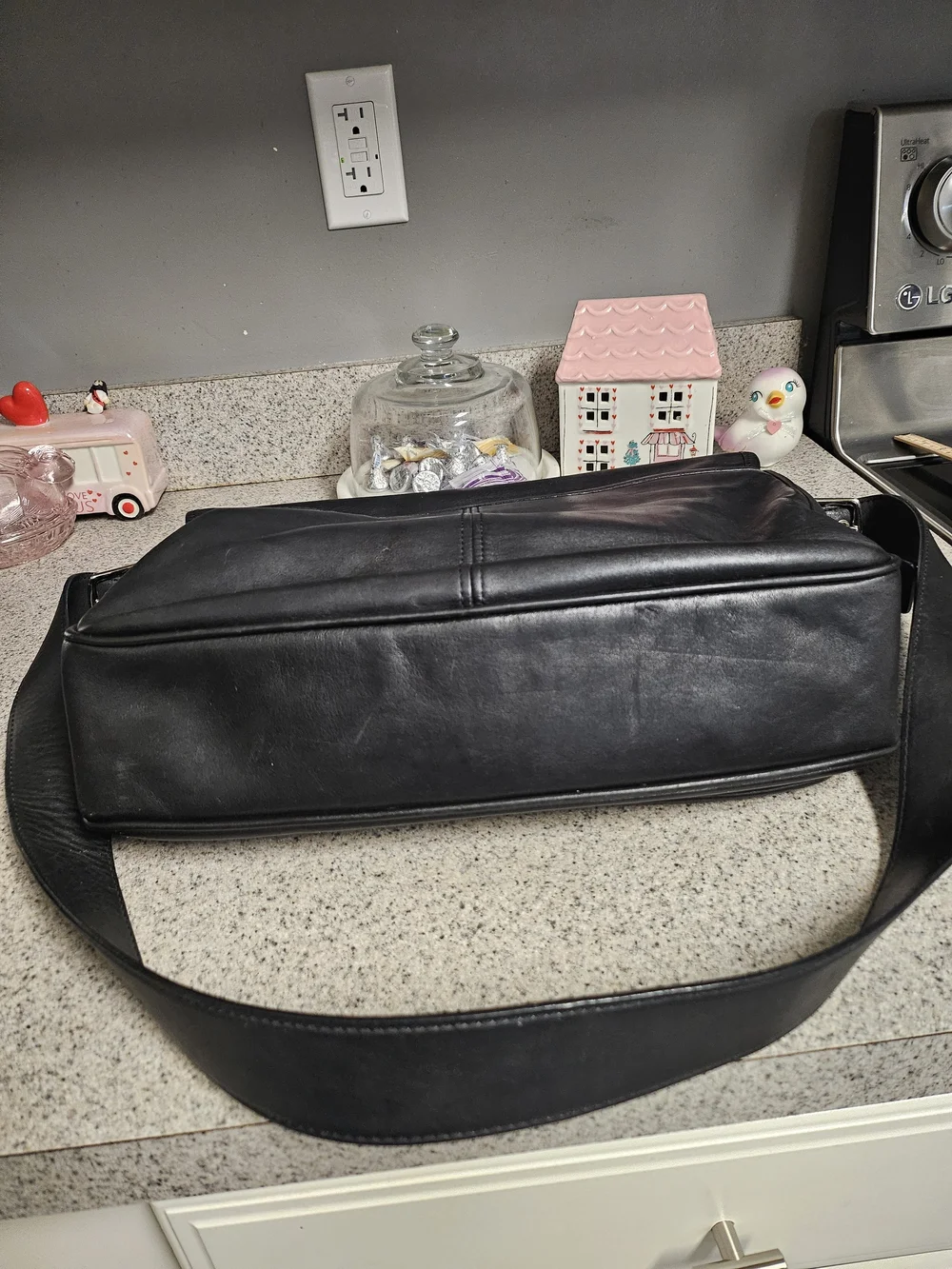 Vtg Coach Briefcase H23-5238 Black Leather Buckle Laptop Bag Clean